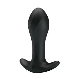 Pretty Love Anal Plug Massager - szilikon, akkus, vízálló anál vibrátor - 10,5 cm (fekete)