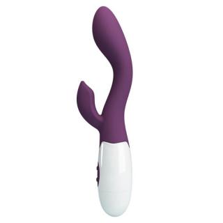 Pretty Love Brighty - szilikon, G-pontos, vízálló, csiklókaros vibrátor - 20 cm (lila)
