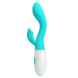Pretty Love Brighty - szilikon, G-pontos, vízálló, csiklókaros vibrátor - 20 cm (zöld)