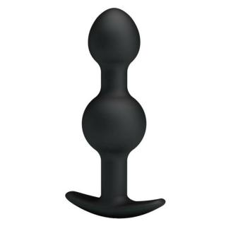 Pretty Love Heavy Balls Silicone Butt Plug - szilikon, vízálló anál dildó - 10,4 cm (fekete)