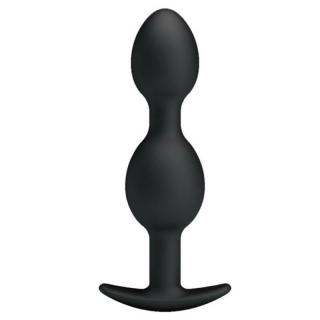 Pretty Love Heavy Balls Silicone Butt Plug - szilikon, vízálló anál dildó - 12,5 cm (fekete)