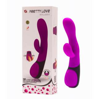 Pretty Love Hilary - szilikon, G-pontos, vízálló, csiklókaros vibrátor - 21 cm (lila)