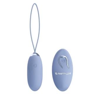 Pretty Love Jenny - szilikon, akkus, távirányítós, vízálló, vibrációs tojás - 7 cm (kék)