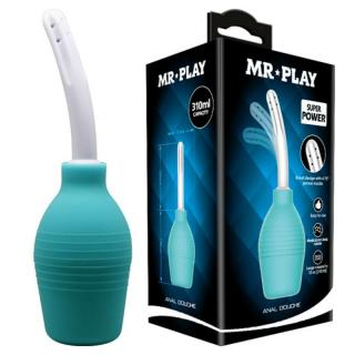 Pretty Love Mr. Play Anal Douche - szilikon intimzuhany - 12 cm (fehér-kék)