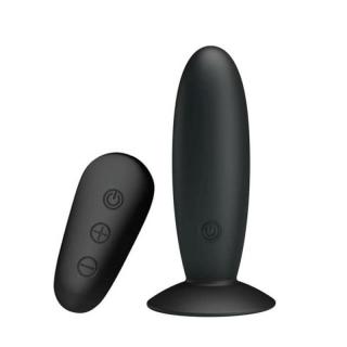 Pretty Love Mr. Play Remote Control Vibrating Anal Plug - szilikon, akkus, távirányítós, letapasztható, vízálló anál vibrátor - 11 cm (fekete)