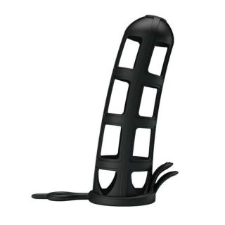 Pretty Love Penis Sleeve - szilikon, csiklóizgatós, vízálló péniszköpeny - 11,6 cm (fekete)
