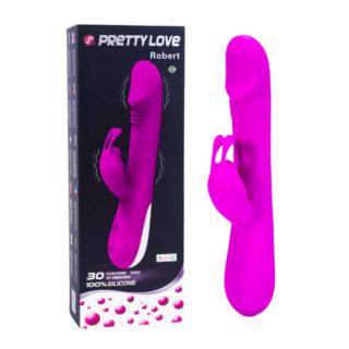 Pretty Love Robert - szilikon, G-pontos, vízálló, csiklókaros, nyuszis vibrátor - 21 cm (lila)