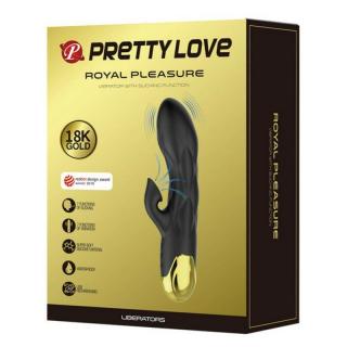 Pretty Love Royal Pleasure Liberators - szilikon, akkus, G-pontos, vízálló, csiklókaros vibrátor - 19,2 cm (fekete-arany)