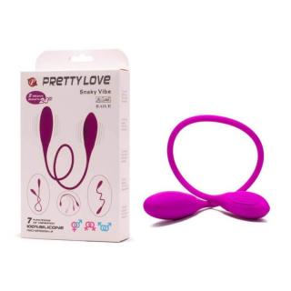 Pretty Love Shanky Vibe - szilikon, akkus, kétvégű, vízálló vibrátor - 10 cm (lila)