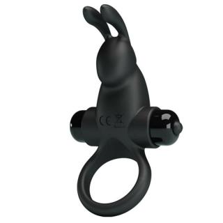 Pretty Love Vibrant Penis Ring I - szilikon, csiklóizgatós, vibrációs péniszgyűrű (fekete)