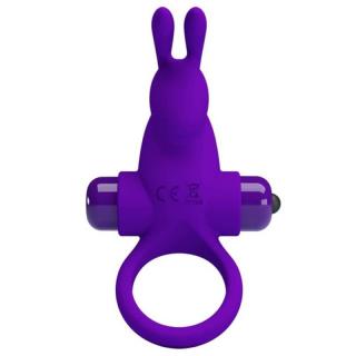 Pretty Love Vibrant Penis Ring I - szilikon, csiklóizgatós, vibrációs, vízálló péniszgyűrű (lila)