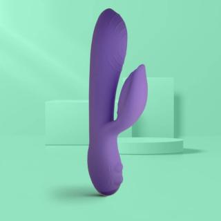Rocks-Off Get Me - szilikon, G-pontos, vízálló, csiklókaros vibrátor - 18,3 cm (kék)