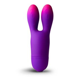 Rocks-Off Glo-Girl Bunny - szilikon, vízálló, csiklóizgató vibrátor - 13,2 cm (lila-rózsaszín)