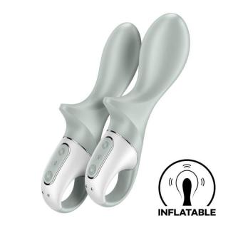 Satisfyer Air Pump Booty 3 - szilikon, akkus, vízálló G-pont vibrátor - 20,8 cm (szürke)