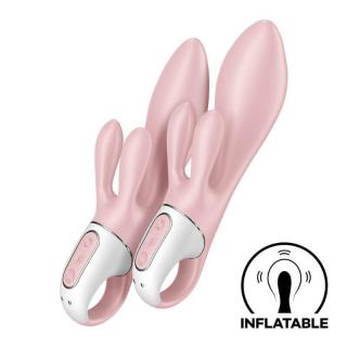 Satisfyer Air Pump Bunny 3 - szilikon, akkus, G-pontos, vízálló, csiklókaros vibrátor - 21 cm (rózsaszín)