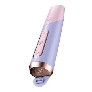 Satisfyer Bold Kiss - szilikon, akkus, rúzs alakú mini vibrátor - 12,5 cm (lila-rózsaszín)