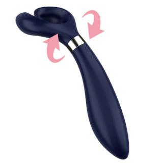 Satisfyer Endless Fun - szilikon, akkus, vízálló, forgófejes párvibrátor - 23 cm (kék)