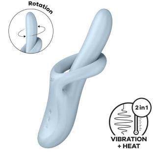 Satisfyer Heat Flex 4 - szilikon, akkus, melegítős, G-pontos, vízálló, csiklóizgatós vibrátor - 23 cm (kék)