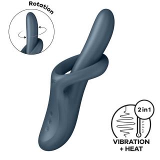 Satisfyer Heat Flex 4 - szilikon, akkus, melegítős, G-pontos, vízálló, csiklóizgatós vibrátor - 23 cm (szürke)