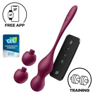 Satisfyer Love Birds Vary - szilikon, okos, akkus, távirányítós, vízálló, vibrációs gésagolyó - 22,2 cm (piros)
