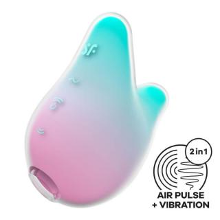 Satisfyer Mermaid Vibes - szilikon, akkus, vízálló, léghullámos csiklóizgató vibrátor - 9,5 cm (rózsaszín-zöld)