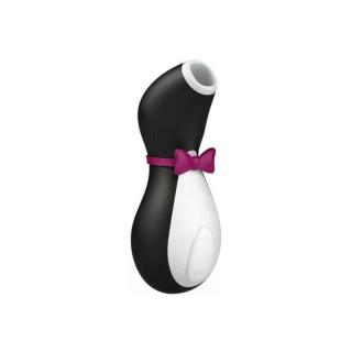 Satisfyer Penguin - szilikon, akkus, vízálló, léghullámos csiklóizgató vibrátor - 12,5 cm (fekete-fehér)