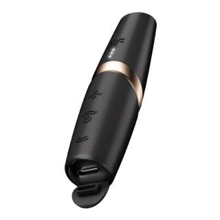 Satisfyer Perfect Kiss - szilikon, akkus, rúzs alakú mini vibrátor - 12 cm (fekete)