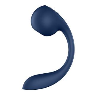 Satisfyer Pro + Wave 4 - szilikon, okos, akkus, vízálló, G-pontos, csiklóizgatós vibrátor - 26,5 cm (kék)