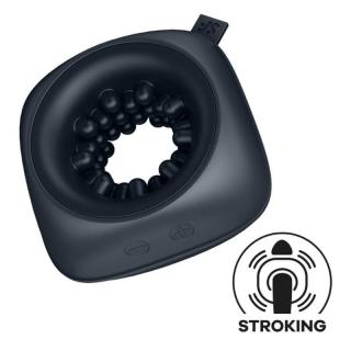 Satisfyer Ring Stroker - szilikon, akkus, vízálló, vibrációs maszturbátor (fekete)