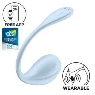 Satisfyer Smooth Petal - szilikon, okos, akkus, G-pontos, vízálló vibrációs tojás - 23 cm (kék)
