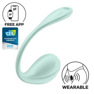 Satisfyer Smooth Petal - szilikon, okos, akkus, G-pontos, vízálló vibrációs tojás - 23 cm (zöld)