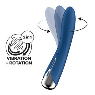 Satisfyer Spinning Vibe 1 - szilikon, akkus, vízálló G-pont vibrátor - 17,5 cm (kék)