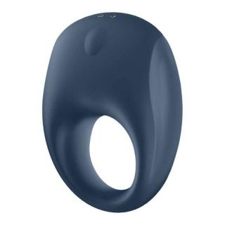 Satisfyer Strong One - szilikon, okos, akkus, vízálló, vibrációs péniszgyűrű (kék)
