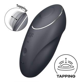 Satisfyer Tap  Climax 1 - szilikon, akkus, vízálló, csiklóizgató mini vibrátor - 11 cm (fekete)