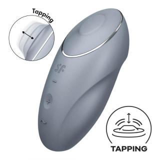 Satisfyer Tap  Climax 1 - szilikon, akkus, vízálló, csiklóizgató mini vibrátor - 11 cm (szürke)