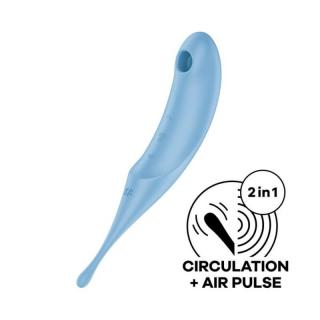 Satisfyer Twirling Pro - szilikon, akkus, vízálló, léghullámos csiklóizgató vibrátor - 20 cm (kék)