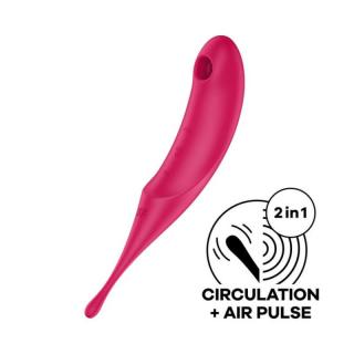 Satisfyer Twirling Pro - szilikon, akkus, vízálló, léghullámos csiklóizgató vibrátor - 20 cm (piros)