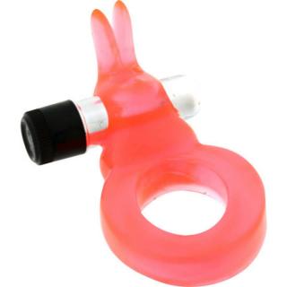 Seven Creations Jelly Rabbit Vibro Cockring - csiklóizgatós, vízálló, nyuszis, vibrációs péniszgyűrű (piros)