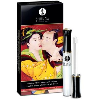 Shunga Divine Strawberry Oral Pleasure Lipgloss - vágyfokozó, stimuláló orális krém - eper (10,5 ml)