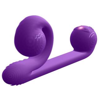 Snail Vibe Duo - szilikon, akkus, vízálló, 3in1 stimulációs vibrátor - 24 cm (lila)