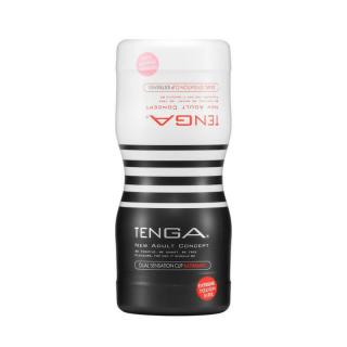 Tenga Dual Sensation Cup Extremes - többször használható, vízálló, kétvégű maszturbátor - lágy/intenzív (fehér-fekete)