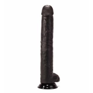 X-Men 15" Super-Sized Dildo - letapasztható, herés, élethű dildó - 38 cm (fekete)