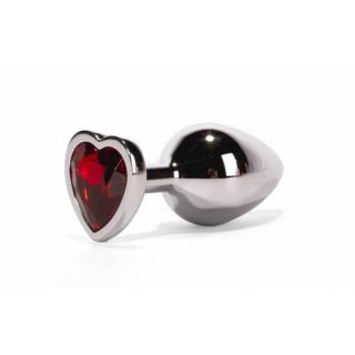 X-Men Secret Shade Metal Butt Plug M - fém, vízálló anál dildó - M méret - 8,2 cm (ezüst-piros)