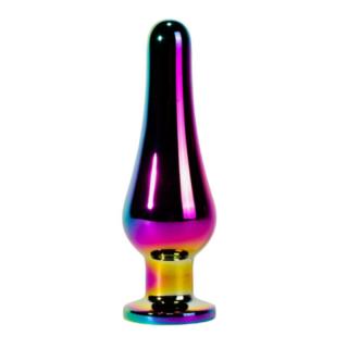 X-Men Secret Shine Metal Blug Plug Rainbow L - fém, vízálló anál dildó - L méret - 12,9 cm (színes)
