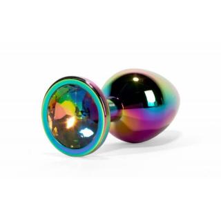 X-Men Secret Shine Metal Butt Plug Rainbow M - fém, vízálló anál dildó - M méret - 8,2 cm (színes)