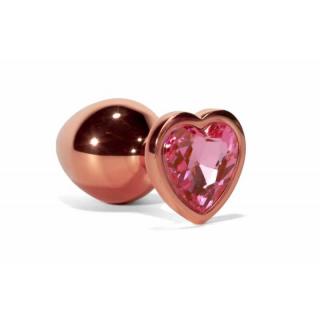 X-Men Secret Shine Metal Butt Plug Rose Gold Heart S - fém, vízálló anál dildó - S méret - 7,1 cm (arany-rózsaszín)