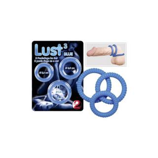 You2Toys Lust 3 - szilikon, vízálló péniszgyűrű trió (kék)