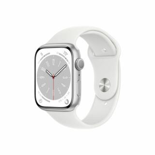 Apple Watch Series 8 GPS 45mm Ezüst alumínium fehér sportszíjjal