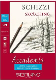 Fabriano ACCADEMIA Sketching tömb A2 50lap 120g 1 oldalán ragasztott