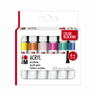 Marabu ACRYL akrilfesték készlet "Color Blocking" 6*12ml